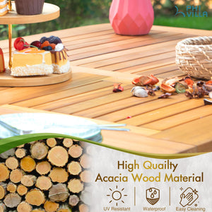 9-Piece Acacia Wood Outdoor Dining Set with Extendable Table & Cushioned Chairs