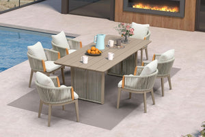 Outdoor Patio Dining Set with Olefin Cushions & Aluminum Frame