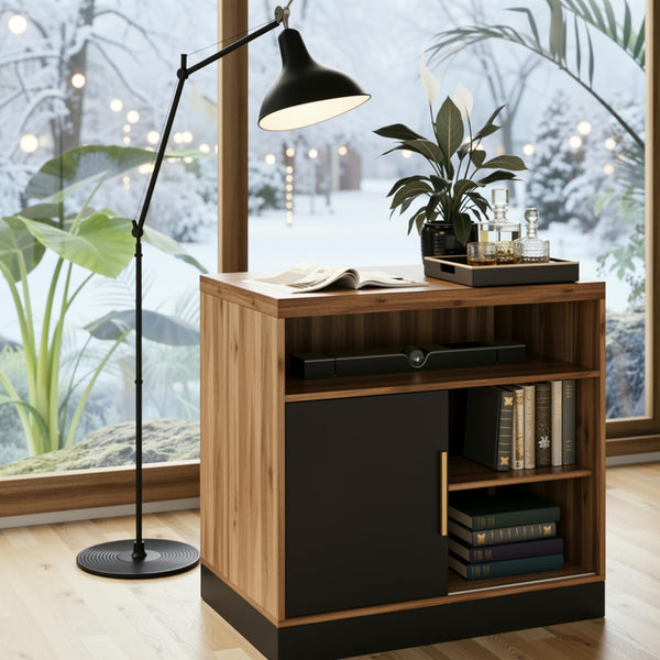 Sliding Door Storage Cabinet with Adjustable Shelves