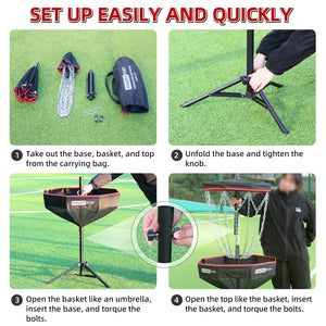 Portable Disc Golf Basket with 16 Heavy-Duty Chains