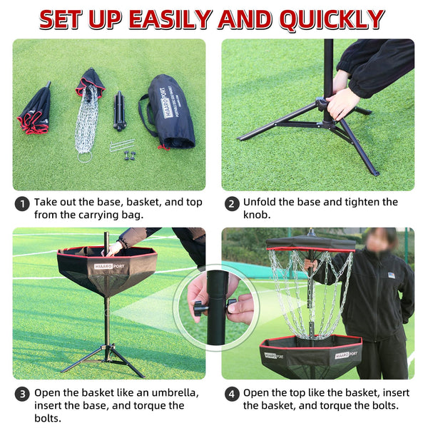 Portable Disc Golf Basket with 16 Heavy-Duty Chains