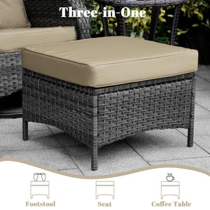 Set of 2 Outdoor Patio Ottomans with Cushions