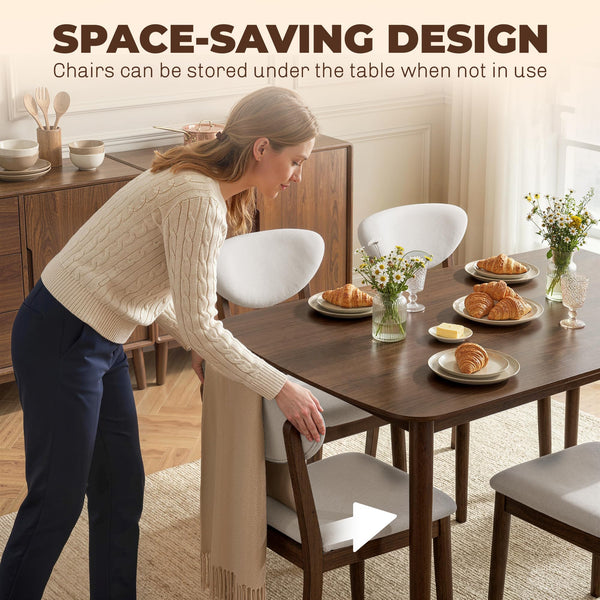 5-Piece Mid-Century Modern Dining Table and Chair Set for 4