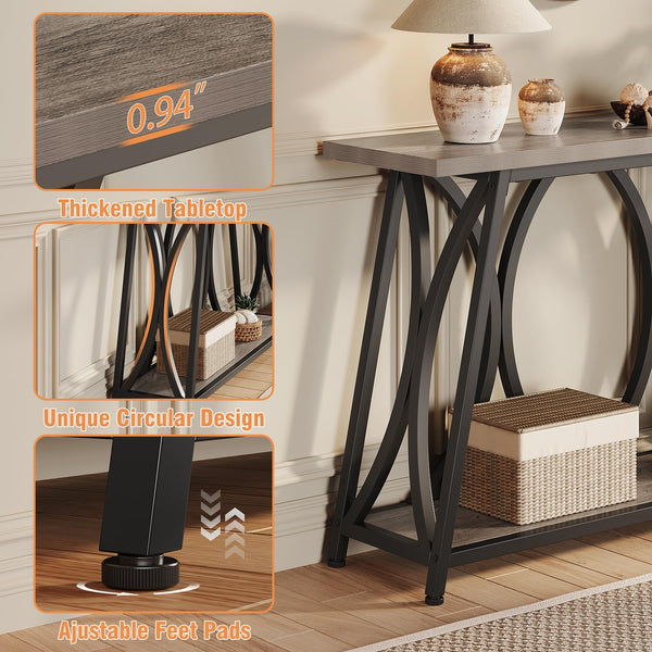 47-Inch Industrial Console Table with Shelves