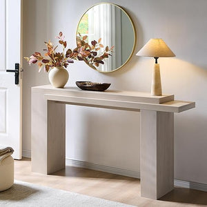 63-Inch Two-Tier Console Table with Geometric Design
