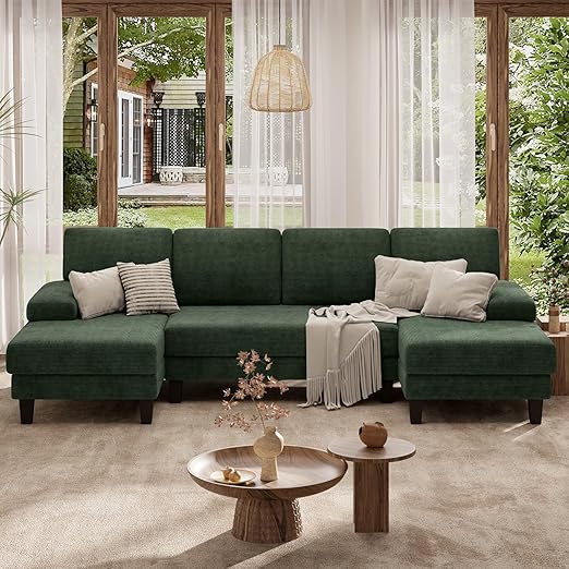 110" U-Shaped Sectional Sofa with Double Chaise