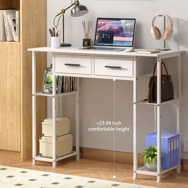 Computer Desk with Drawers and Storage Shelves