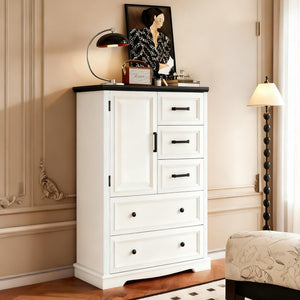 5-Drawer Farmhouse Dresser – Wood Chest of Drawers