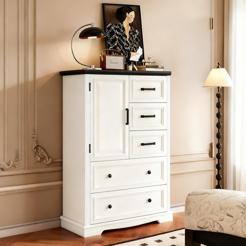 5-Drawer Farmhouse Dresser – Wood Chest of Drawers