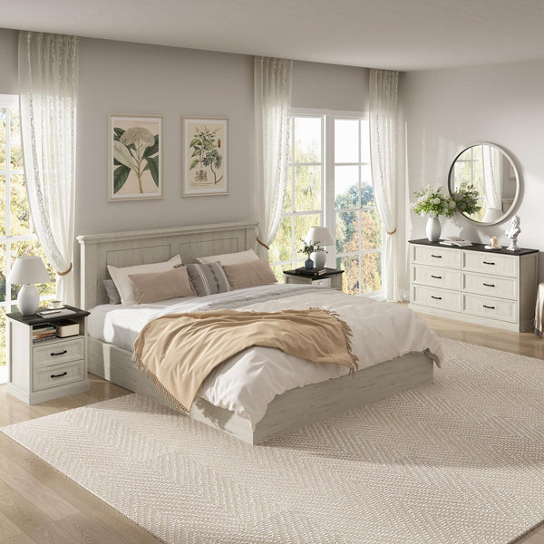 Farmhouse Dresser & Nightstand Set – 3 Piece Bedroom Set