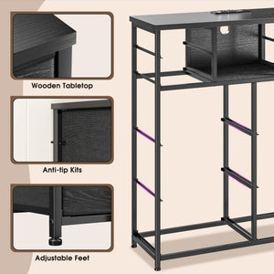10-Drawer Dresser with LED Lights & Power Outlets – Fabric Chest of Drawers