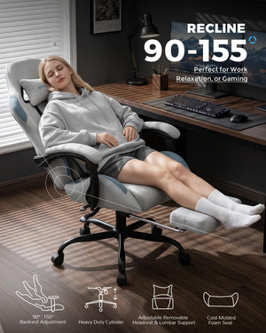 Fabric Gaming Chair with Pocket Spring Cushion