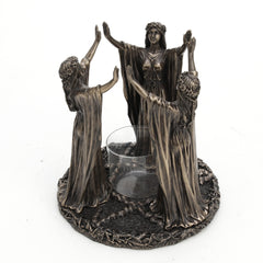 Triple Goddess Cold Cast Bronze Resin Candle Holder