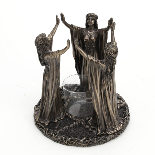 Triple Goddess Cold Cast Bronze Resin Candle Holder