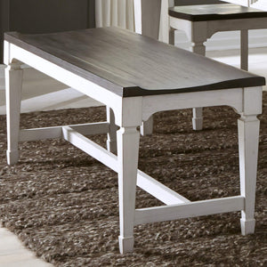 Wood Seat Dining Bench – White with Charcoal Top