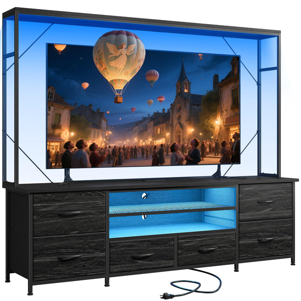 55" Entertainment Center with LED Lights & Power Outlets