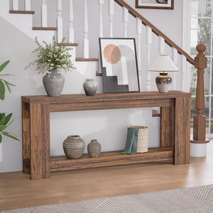 70.9" Extra Long Console Table with Storage – 2-Tier Farmhouse Entryway Table