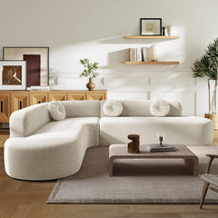 L-Shaped Curved Sectional Sofa – 4-Seater Deep Seat Corner Couch