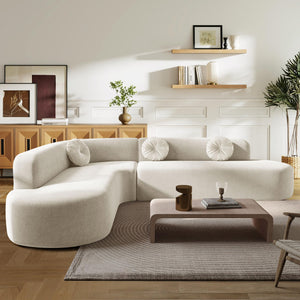L-Shaped Curved Sectional Sofa – 4-Seater Deep Seat Corner Couch
