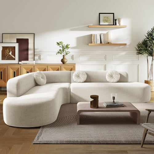 L-Shaped Curved Sectional Sofa – 4-Seater Deep Seat Corner Couch