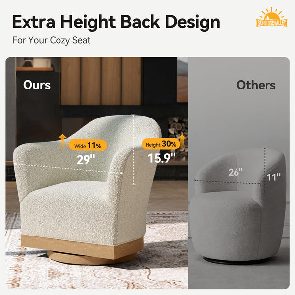 High-Back Boucle Barrel Swivel Accent Chair