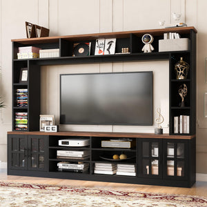 4-Piece Wall Unit Entertainment Center with Bookshelf