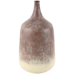 Round Iron Decorative Vase – Copper Finish with Cream Base