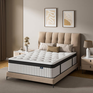 Hybrid Mattress in a Box – Memory Foam & Pocket Springs, Euro Top, Medium Firm