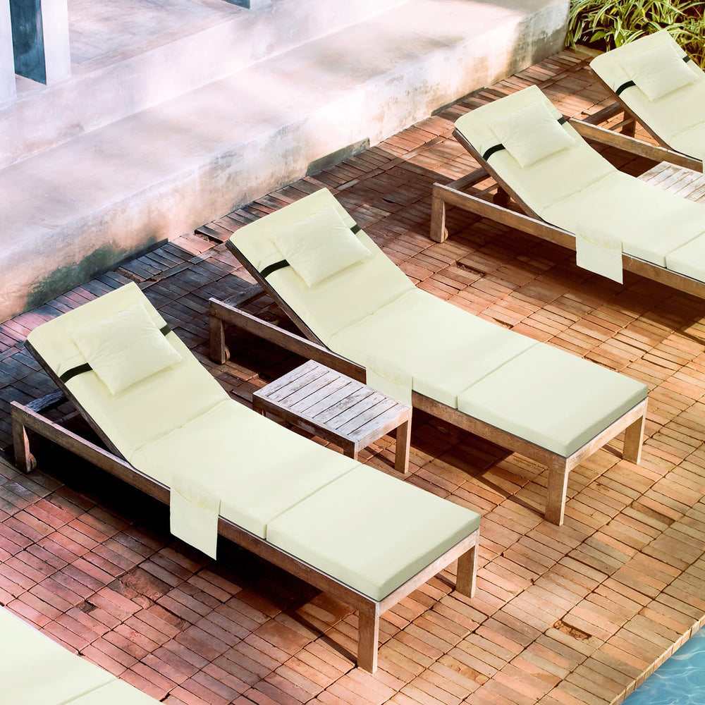 Waterproof Chaise Lounge Cushions with Headrest – Set of 2