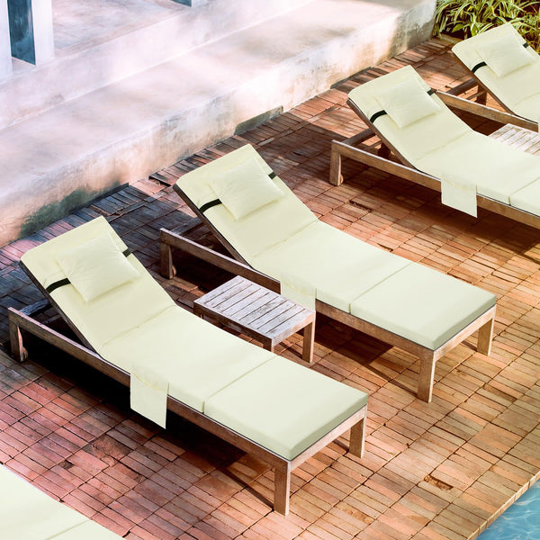 Waterproof Chaise Lounge Cushions with Headrest – Set of 2