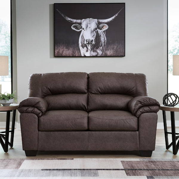 Contemporary Faux Leather Loveseat – Dark Brown