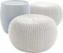 Outdoor Pouf Ottoman Set with Storage Table