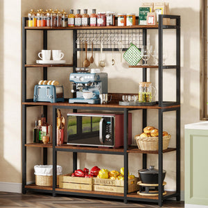 55" Wide 5-Tier Baker's Rack with Hutch & 11 Hooks