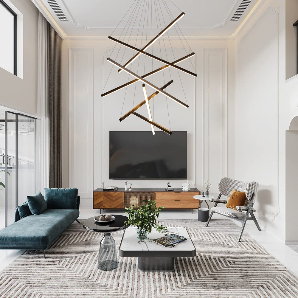 Modern LED Dimmable Chandelier – Black Pendant Light
