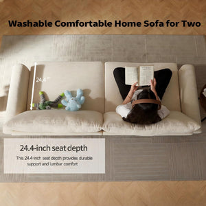 80" Corduroy Loveseat Sofa – Beige