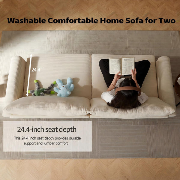 80" Corduroy Loveseat Sofa – Beige
