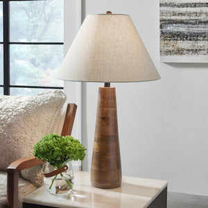 Wood Base Empire Shade Table Lamp with 3-Way Switch