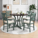 5-Piece Extendable Round Dining Table Set with 4 Upholstered Chairs
