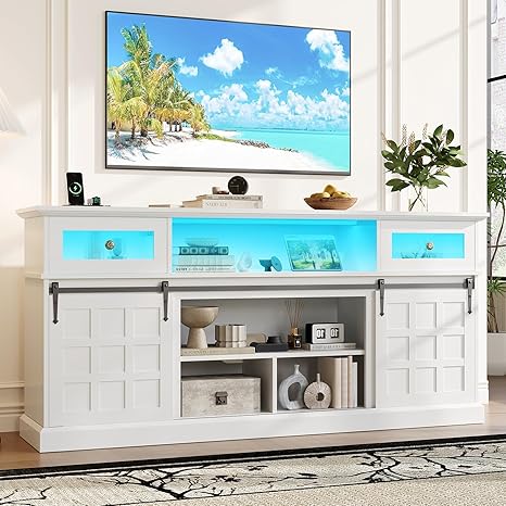 Fireplace TV Stand with Power Outlet & Storage Drawers