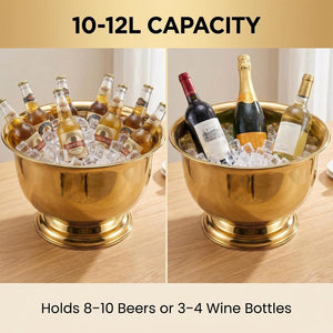 Gold Stainless Steel Beverage Tub – 10 Quart Ice Bucket