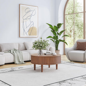 Round Lift-Top Coffee Table with Hidden Storage