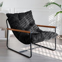Corded Fabric Accent Chair with Metal Frame & Wooden Armrests