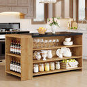 55" Kitchen Island with Storage and 5-Tier Shelves