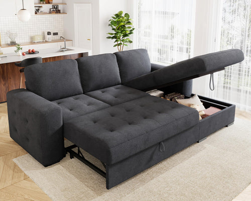 L-Shaped Sleeper Sofa with Storage Chaise