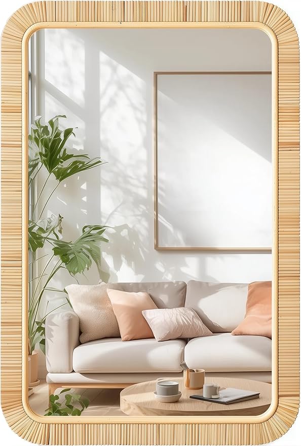 Boho Rattan Wall Mirror