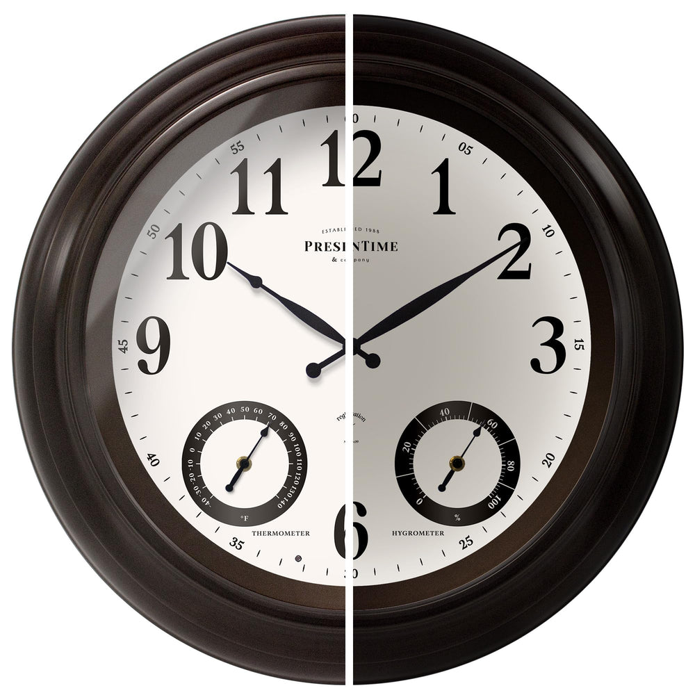 24-Inch LED Outdoor Wall Clock with Weather Station
