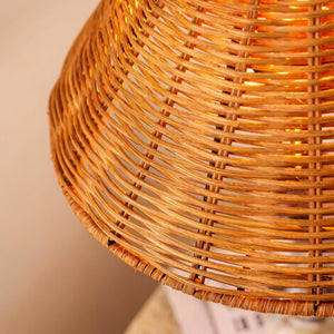 Marble Stacked Ball Table Lamp with Rattan Shade