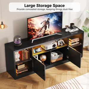 TV Stand with LED Lights & Power Outlet