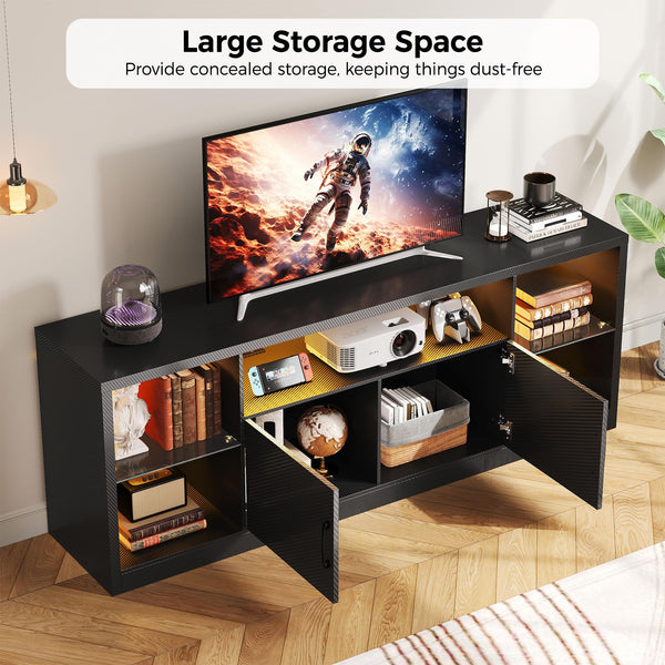 TV Stand with LED Lights & Power Outlet