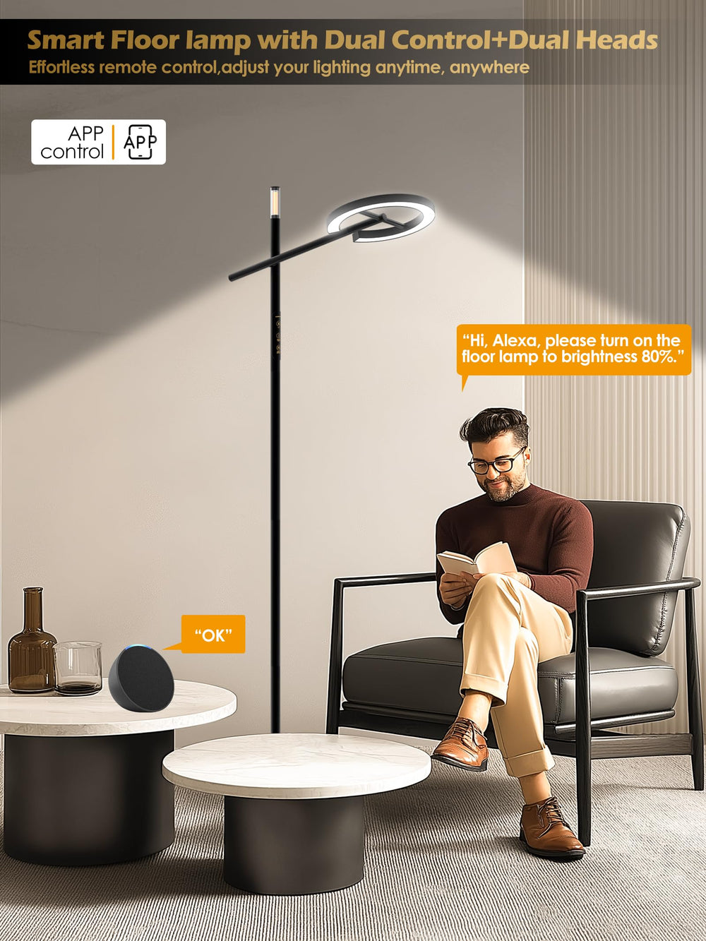 10000 Lux Smart Floor Light Therapy Lamp